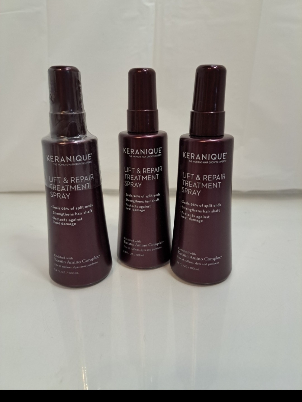 KERANIQUE Lift & Repair Treatment Spray Repairs Strengthens 3.5 fl oz-LOT OF 3